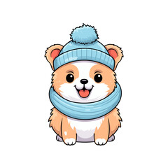 Cute winter dog vector clipart. Good for fashion fabrics, children’s clothing, T-shirts, postcards, email header, wallpaper, banner, events, covers, advertising, and more.
