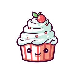 Cupcake vector clipart. Good for fashion fabrics, children’s clothing, T-shirts, postcards, email header, wallpaper, banner, events, covers, advertising, and more.