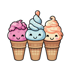 Ice-creams vector clipart. Good for fashion fabrics, children’s clothing, T-shirts, postcards, email header, wallpaper, banner, events, covers, advertising, and more.
