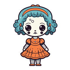Cute scary toy Halloween character vector clipart. Good for fashion fabrics, children’s clothing, T-shirts, postcards, email header, wallpaper, banner, events, covers, advertising, and more.