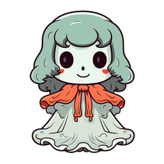 Cute ghost girl vector clipart. Good for fashion fabrics, children’s clothing, T-shirts, postcards, email header, wallpaper, banner, events, covers, advertising, and more.