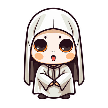 cute cartoon ghost white robe