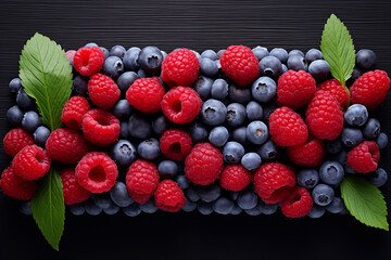 raspberries and blueberries