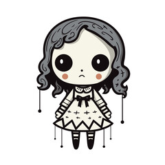 Cute scary toy Halloween character vector clipart. Good for fashion fabrics, children’s clothing, T-shirts, postcards, email header, wallpaper, banner, events, covers, advertising, and more.
