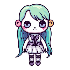 Cute scary toy Halloween character vector clipart. Good for fashion fabrics, children’s clothing, T-shirts, postcards, email header, wallpaper, banner, events, covers, advertising, and more.