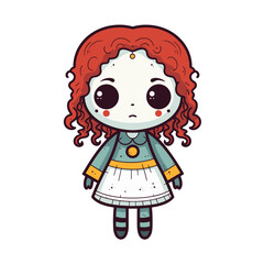 Scary girl vector clipart. Good for fashion fabrics, children’s clothing, T-shirts, postcards, email header, wallpaper, banner, events, covers, advertising, and more.