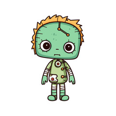 Cute scary toy Halloween character vector clipart. Good for fashion fabrics, children’s clothing, T-shirts, postcards, email header, wallpaper, banner, events, covers, advertising, and more.