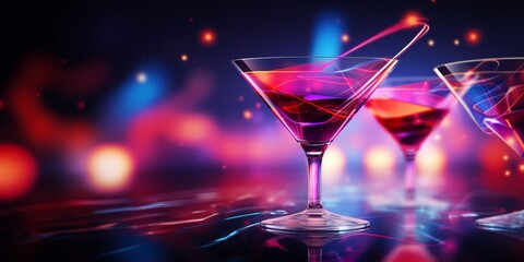 Abstract illustration of a cocktail drink with room for copy space. - obrazy, fototapety, plakaty