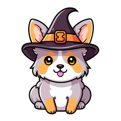 Witch dog vector clipart. Good for fashion fabrics, children’s clothing, T-shirts, postcards, email header, wallpaper, banner, events, covers, advertising, and more.