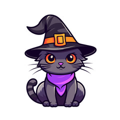 Cute witch cat vector clipart. Good for fashion fabrics, children&rsquo;s clothing, T-shirts, postcards, email header, wallpaper, banner, events, covers, advertising, and more.