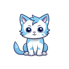 Cute blue cat vector clipart. Good for fashion fabrics, children’s clothing, T-shirts, postcards, email header, wallpaper, banner, events, covers, advertising, and more.