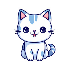 Cute blue cat vector clipart. Good for fashion fabrics, children’s clothing, T-shirts, postcards, email header, wallpaper, banner, events, covers, advertising, and more.