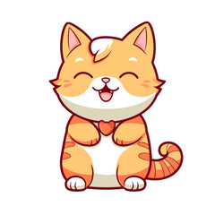 Cute happy cat vector clipart. Good for fashion fabrics, children’s clothing, T-shirts, postcards, email header, wallpaper, banner, events, covers, advertising, and more.
