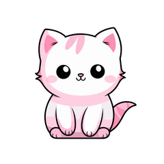 Cute pink cat vector clipart. Good for fashion fabrics, children’s clothing, T-shirts, postcards, email header, wallpaper, banner, events, covers, advertising, and more.