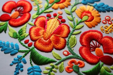 Modern Ethnic Folk Embroidery. Traditional Embroider