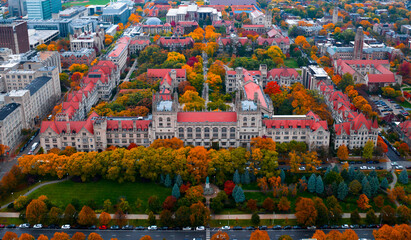 Chicago University campus aerial view
