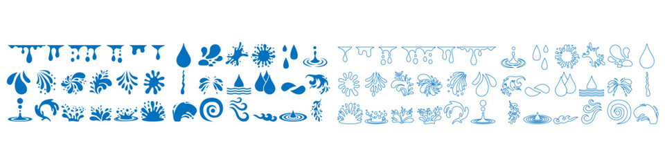 Water drops icon vector set. Water illustration sign collection. Spray symbol. Ocean logo. Sea mark.