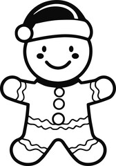 Christmas gingerbread man illustration, Christmas icon, Holiday winter symbols, Festive treats, New year cookies