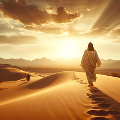 Jesus in the desert - obrazy, fototapety, plakaty
