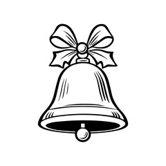 Hand drawn Christmas bells. Black and white hand drawn graphic sketch vector illustration,  Happy new year illustration.