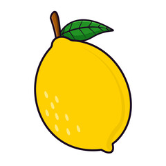 Vector lemon fruit cartoon icon illustration. Food fruit icon concept isolated