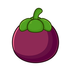 Vector mangosteen fruit cartoon icon illustration. Food fruit icon concept isolated