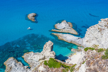 Amazing view of Praia di Fuoco and Spiaggia di Ficara from Capo Vaticano - beautiful beach and...