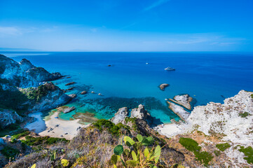 Amazing view of Praia di Fuoco and Spiaggia di Ficara from Capo Vaticano - beautiful beach and...