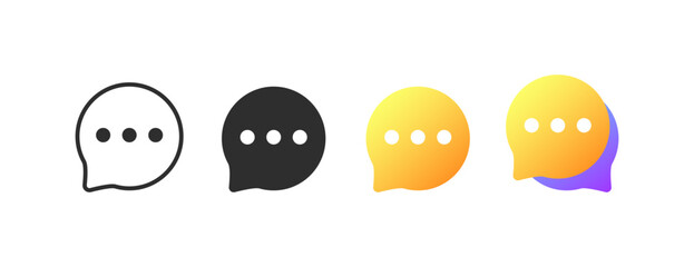 Message bubbles. Different styles, notification icons, speech bubbles. Vector icons