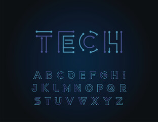 TECH Modern abstract digital alphabet colorful font minimal technology typography creative urban. vector illustration - obrazy, fototapety, plakaty