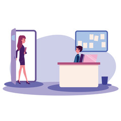 business people are interviewing at the office. recruitment	