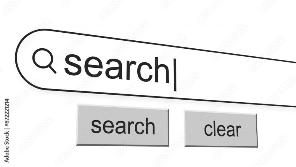 Poster search search bar with click animation. vintage screen. typed in search engine bar on digital screen