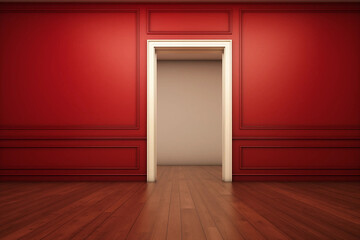 red room with entrance to white room