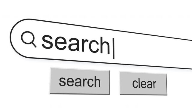 search Search Bar with click Animation. vintage screen. Typed In Search Engine Bar On Digital Screen.