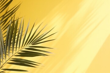 Obraz premium Shadow from palm leaves on the pastel color wall. 