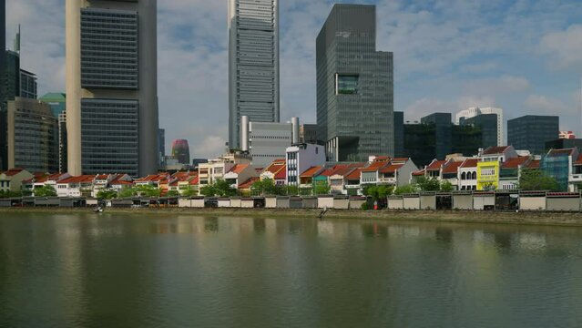 Boat Quay restaurants on Singapore river, central business district