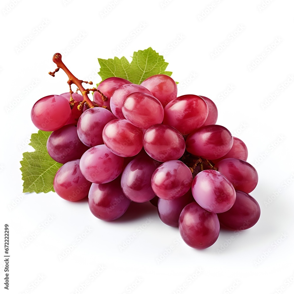 Aufkleber Generative AI : Fresh grapes that have not been cleaned on a white background
