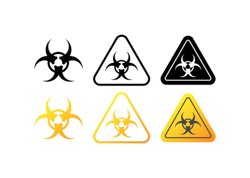 Radiation icons. Different styles, radiation signs, roadside signs. Vector icons