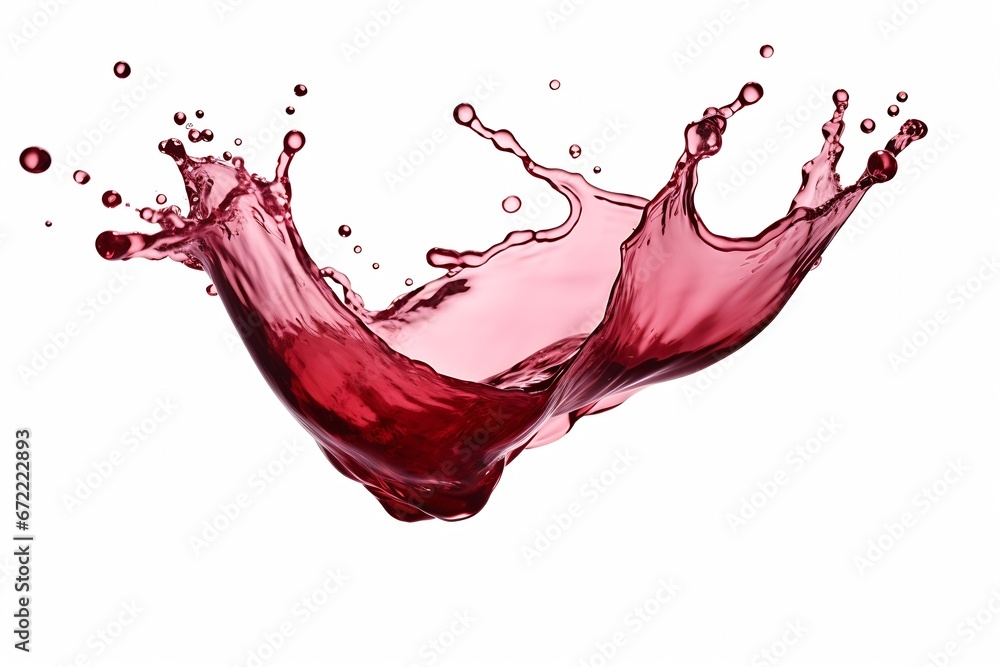 Poster generative ai : red wine splash, isolated on white background