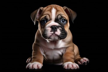 Generative AI : Puppy dog Bulldog isolated on transparent or white background.