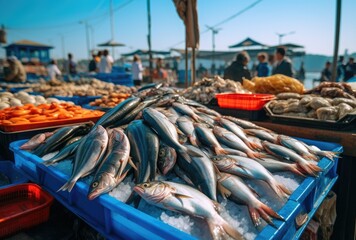 Fototapeta na wymiar Fresh Fish for Sale at the Fish Market