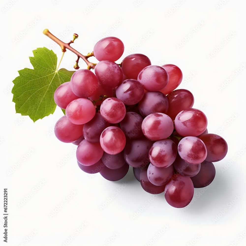 Poster Generative AI : Fresh grapes that have not been cleaned on a white background