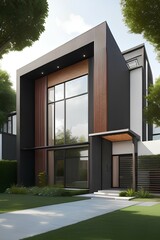 3d rendering of modern house model