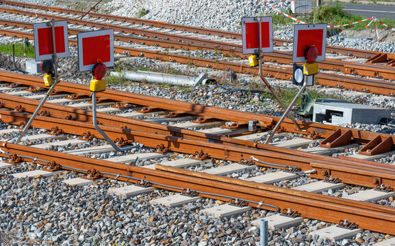 Gesperrtes Bahngleis
