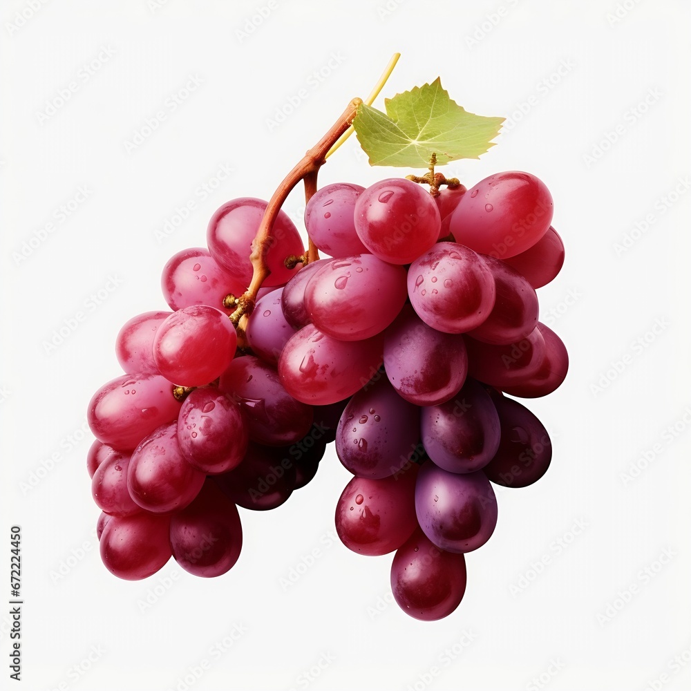 Poster Generative AI : Fresh grapes that have not been cleaned on a white background
