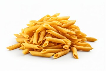 Generative AI : Penne rigate pasta isolated on transparent or white background