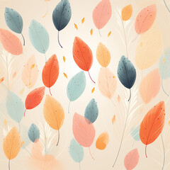 Fototapeta na wymiar Creative autumn background with simple leaves and pastel texture. Leaf fall. Vector illustration