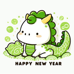 Fototapeta premium White background, cute green dragon, pinterest, funny, conteining words 