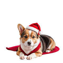 A beautiful Welsh Corgi Cardigan with Christmas clothes png file with transparent background