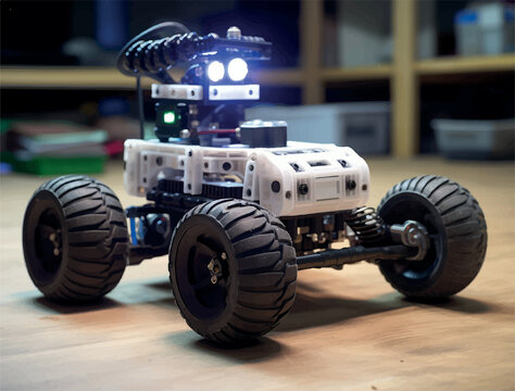 illustration of robot car 4 wheels 